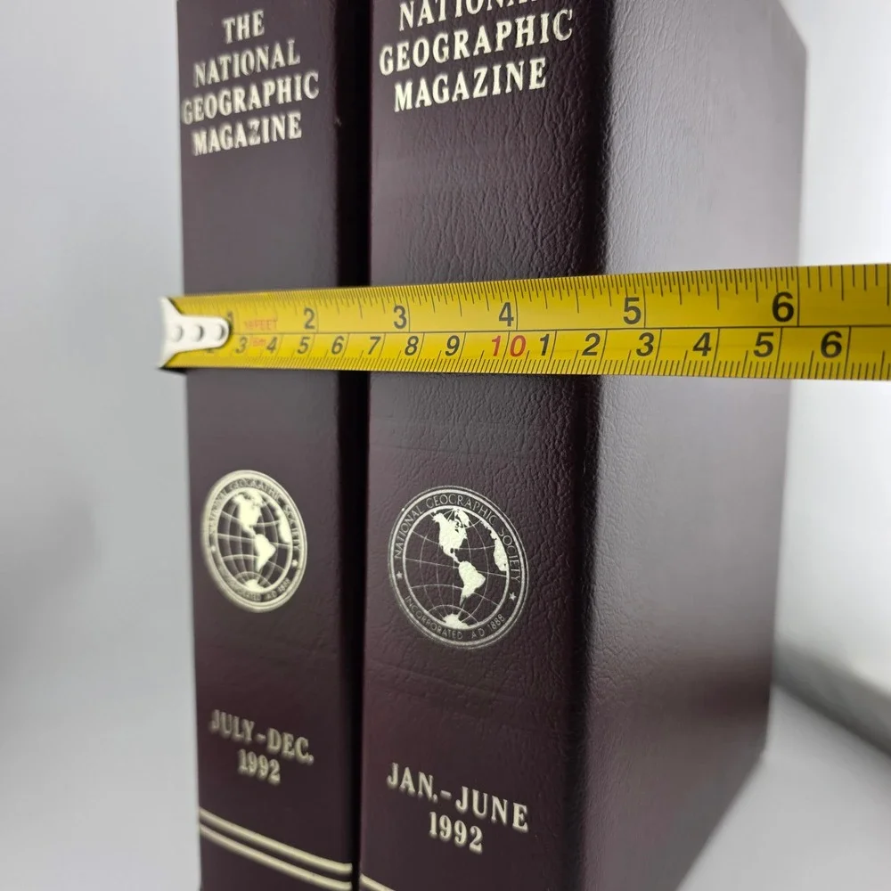 National Geographic Magazine Slipcase Binders 1992‎ OS Burgundy Good Vintage Set